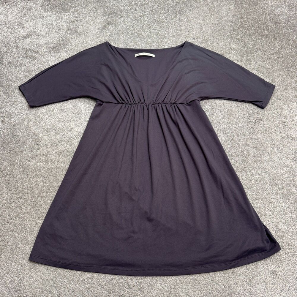 Susana Monaco A-Line Ruched Mini Dress Womens large Dark Gray V-Neck Stretch